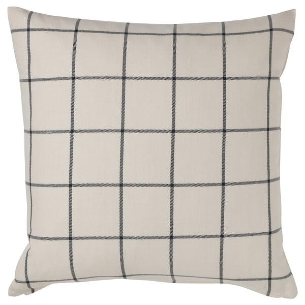 SPIKKLUBBA Housse de coussin, blanc cassé/noir, 50x50 cm
