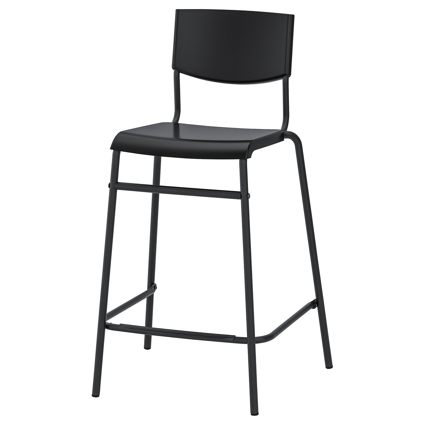 STIG Chaise de bar, hauteur plateau noir/noir, 63 cm