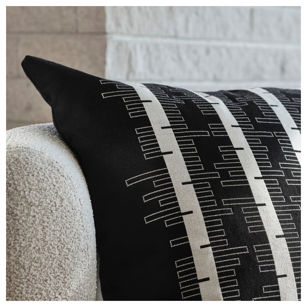 STOCKHOLM 2025 Housse de coussin, noir/blanc cassé, 50x50 cm