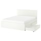 STORKLINTA Cadre de lit+4boîtes de rangement, blanc/Luröy, 140x200 cm