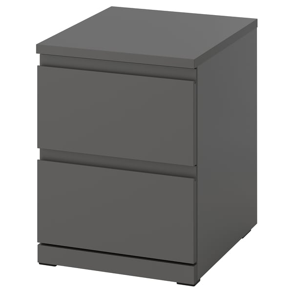 STORKLINTA Commode 2 tiroirs, gris foncé/avec 2 tiroirs, 40x50x53 cm