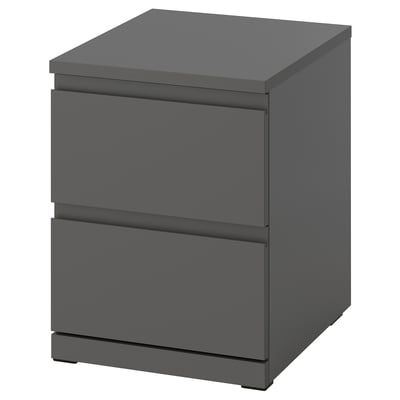 STORKLINTA Commode 2 tiroirs, gris foncé/avec 2 tiroirs, 40x50x53 cm