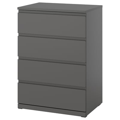 STORKLINTA Commode 4 tiroirs, gris foncé, 70x50x98 cm