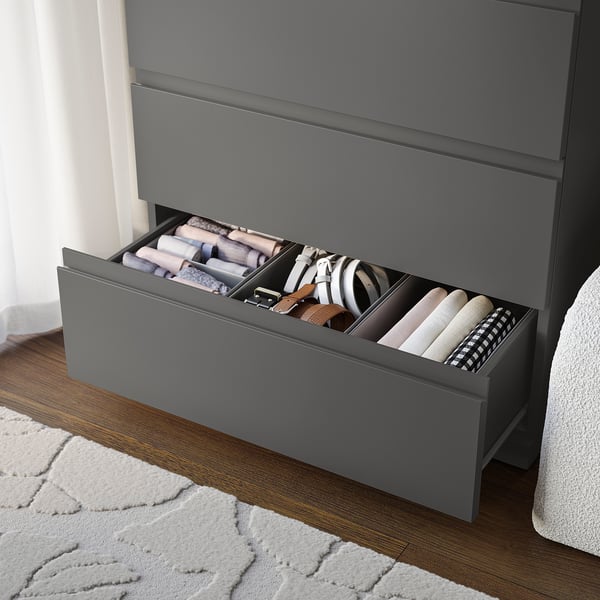 STORKLINTA Commode 4 tiroirs, gris foncé, 70x50x98 cm