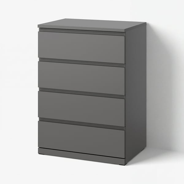 STORKLINTA Commode 4 tiroirs, gris foncé, 70x50x98 cm