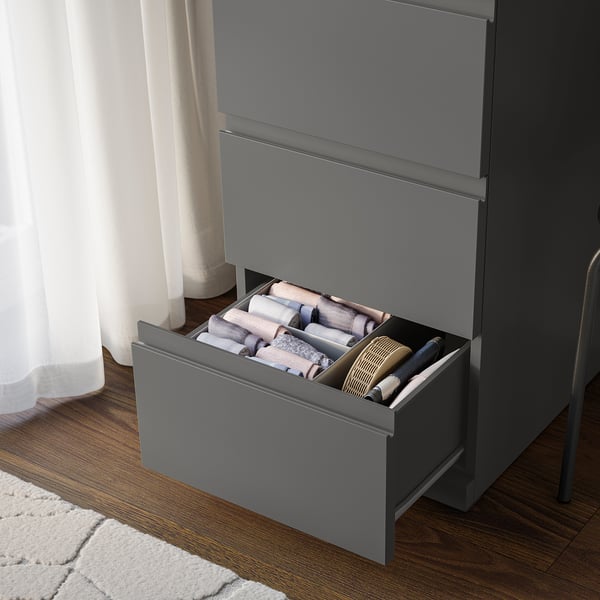 STORKLINTA Commode 5 tiroirs, gris foncé, 40x50x120 cm