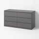 STORKLINTA Commode 6 tiroirs, gris foncé, 140x50x75 cm