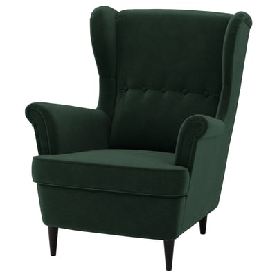 STRANDMON Fauteuil à oreilles, Djuparp vert foncé