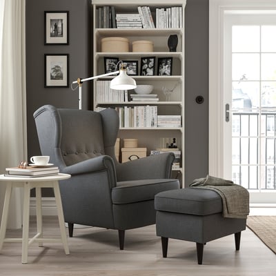 STRANDMON Fauteuil à oreilles, Nordvalla gris foncé