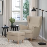 STRANDMON Fauteuil avec repose-pieds, Kelinge beige