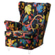 STRANDMON Housse pour fauteuil à oreilles, Stigsbo multicolore/noir