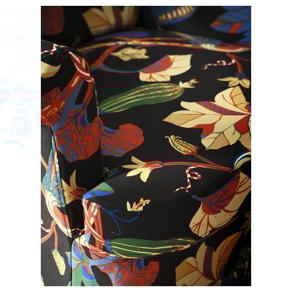 STRANDMON Housse pour fauteuil à oreilles, Stigsbo multicolore/noir