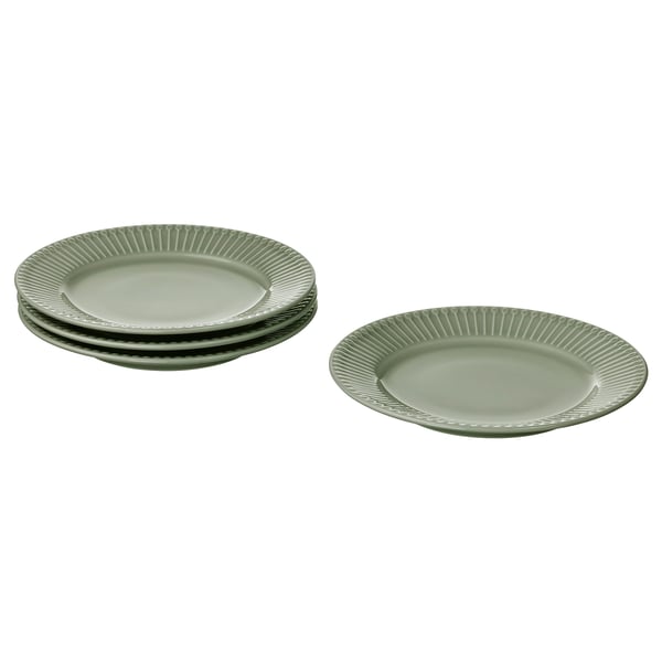 STRIMMIG Petite assiette, grès gris-vert pâle, 21 cm
