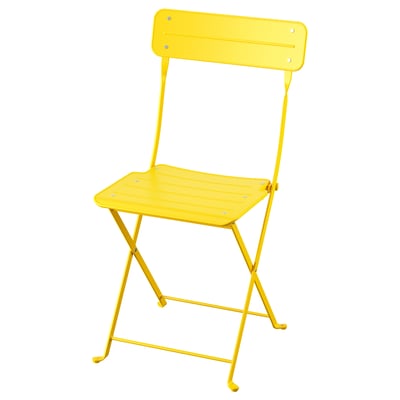 SUNDSÖ Chaise pliante, jaune vif extérieur