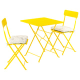SUNDSÖ Table+ 2 chaises pliantes, extérieur jaune vif/jaune vif Kuddarna gris clair-beige, 65x65 cm