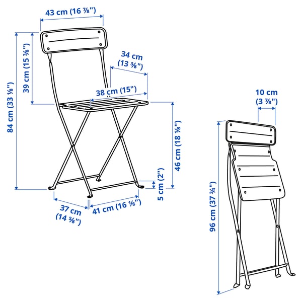 SUNDSÖ Table+ 2 chaises pliantes, extérieur jaune vif/jaune vif, 65x65 cm