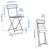 SUNDSÖ Table+ 2 chaises pliantes, extérieur jaune vif/jaune vif, 65x65 cm