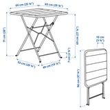 SUNDSÖ Table+ 2 chaises pliantes, extérieur jaune vif/jaune vif, 65x65 cm