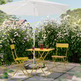 SUNDSÖ Table+ 2 chaises pliantes, extérieur jaune vif/jaune vif, 65x65 cm