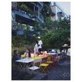 SUNDSÖ Table+ 2 chaises pliantes, extérieur jaune vif/jaune vif, 65x65 cm