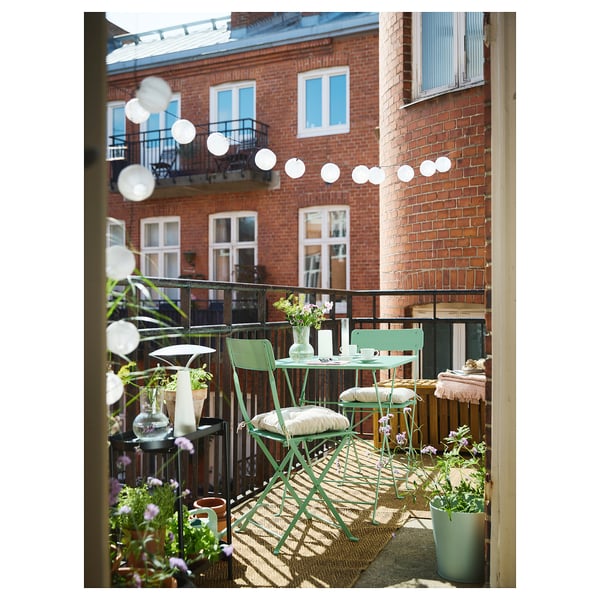SUNDSÖ Table+ 2 chaises pliantes, extérieur vert clair/vert clair, 65x65 cm