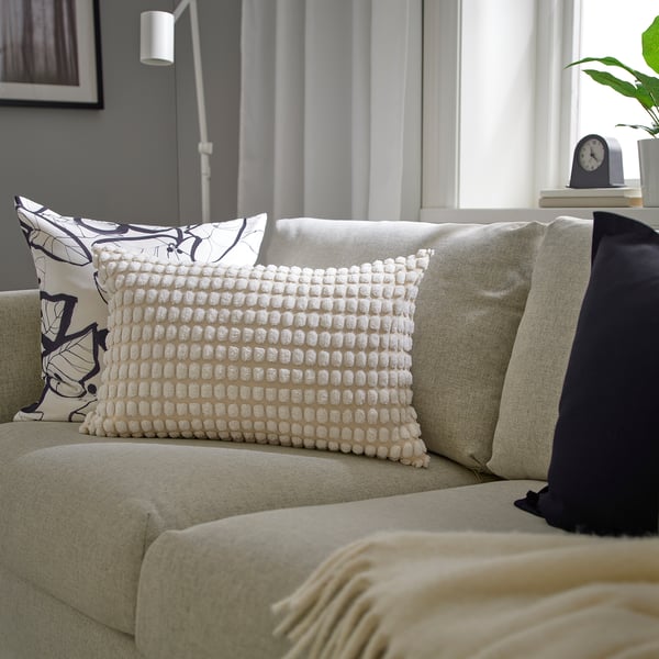 SVARTPOPPEL Housse de coussin, blanc cassé, 40x58 cm