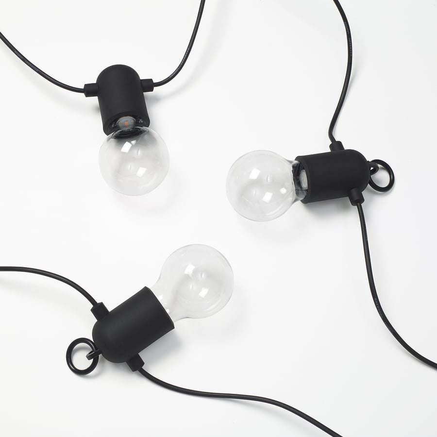 SVARTRÅ guirlande lumineuse LED 20 ampoules, noir/extérieur IKEA Suisse