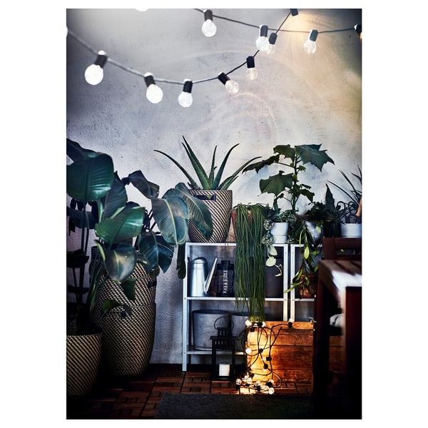 SVARTRÅ Guirlande lumineuse LED 20 ampoules, noir/extérieur