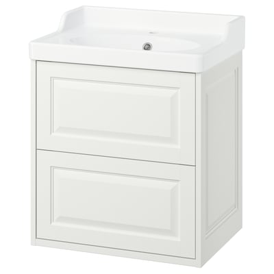TÄNNFORSEN / RUTSJÖN Meuble lavabo avec tiroirs/vasque, blanc, 62x49x74 cm