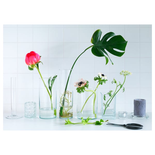 TAJT Vase, verre transparent, 23 cm