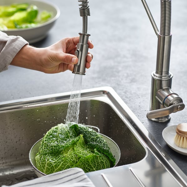 TAKSJÖN Mitigeur cuisine douchette+spray, couleur acier inox