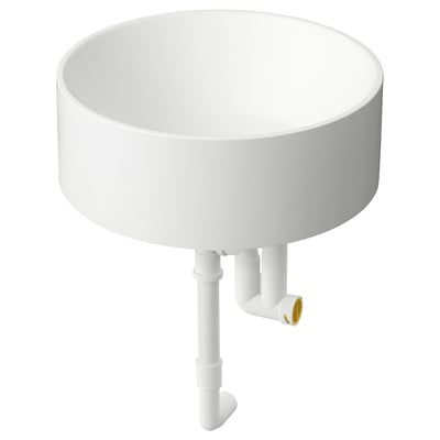 TANDÅN Lavabo intégré avec siphon, blanc, 38 cm