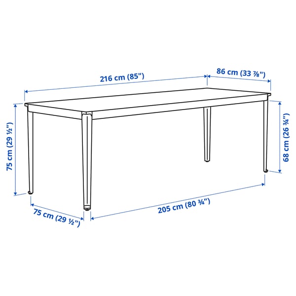 TEGELÖN Table, extérieur, gris foncé/noir, 216x86 cm