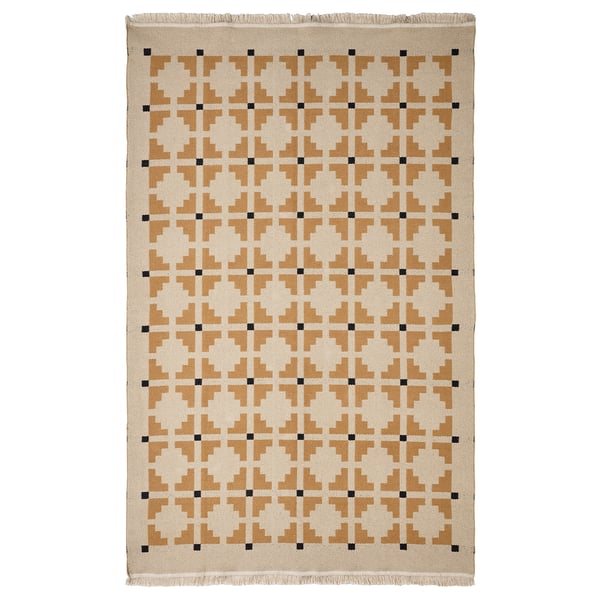 TELEGRAFLINJE Tapis tissé à plat, jaune-beige, 170x240 cm