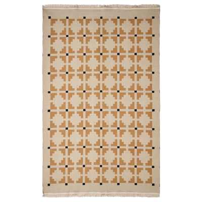 TELEGRAFLINJE Tapis tissé à plat, jaune-beige, 170x240 cm