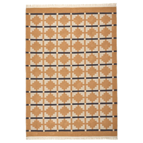 TELEGRAFLINJE Tapis tissé à plat, jaune-beige, 170x240 cm