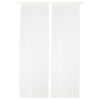 TERESIA Voilage, 2 pièces, blanc/avec ourlet pour tringle, 145x300 cm