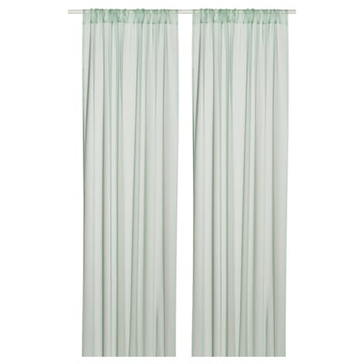 TERESIA Voilage, 2 pièces, vert clair/avec ourlet pour tringle, 145x300 cm