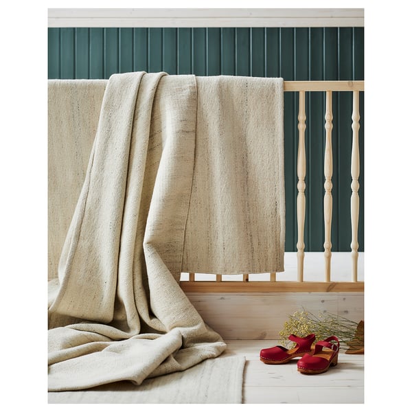 TIDTABELL Tapis tissé à plat, beige, 80x150 cm
