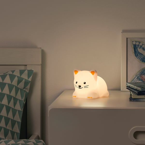 TÖVÄDER Veilleuse à LED, chat à pile