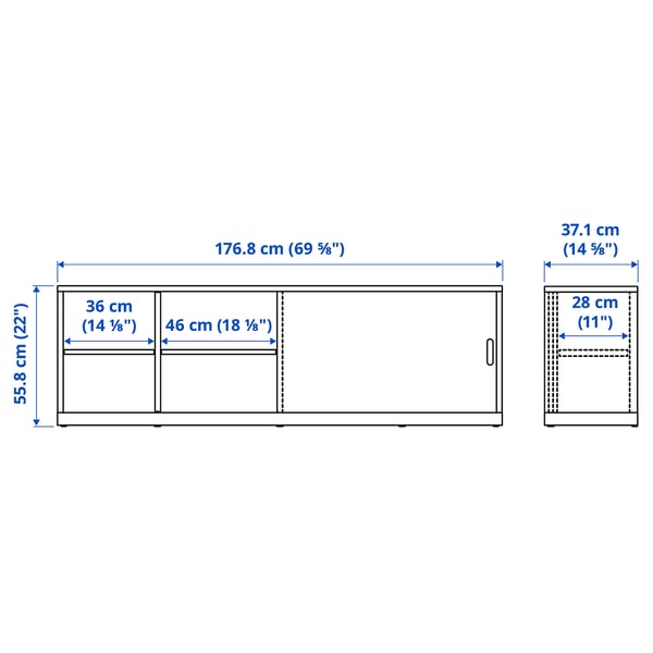 TONSTAD Banc TV, blanc cassé, 177x37x56 cm