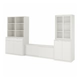 TONSTAD Combinaison meuble TV, blanc cassé/verre transparent, 377x47x201 cm
