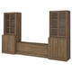 Option: TONSTAD Combinaison meuble TV, brun placage chêne teinte/verre transparent, 342x47x201 cm