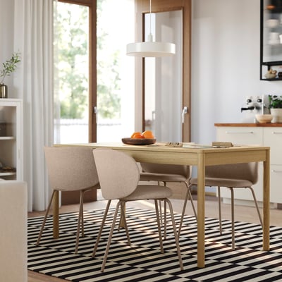 TONSTAD / KRYLBO Table et 4 chaises, plaqué chêne/Tonerud beige foncé, 150x80 cm