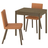 TONSTAD / TONSTAD Table et 2 chaises, brun plaqué chêne/Brun doré Bomstad effet chêne brun, 80/120x70 cm