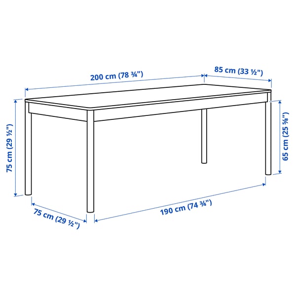 TONSTAD / TONSTAD Table et 6 chaises, blanc cassé/Brun doré Bomstad blanc cassé, 200x85 cm