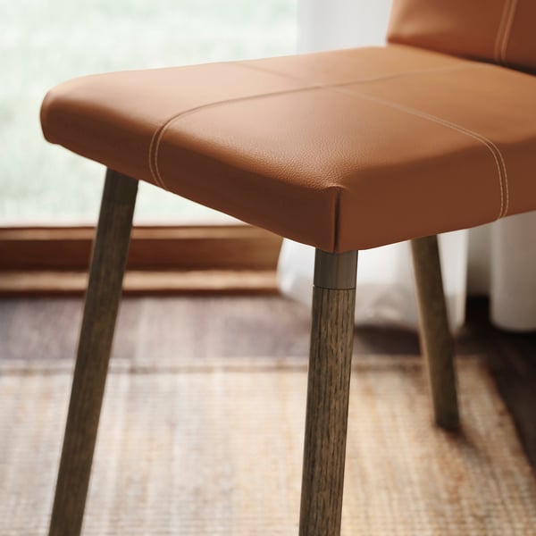 TONSTAD / TONSTAD Table et 6 chaises, brun plaqué chêne/Brun doré Bomstad effet chêne brun, 200x85 cm