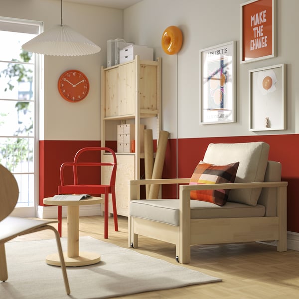 TORNSBORG Fauteuil convertible, Naggen beige/pin