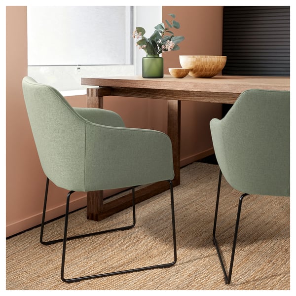 TOSSBERG Chaise, métal noir/Gunnared vert clair