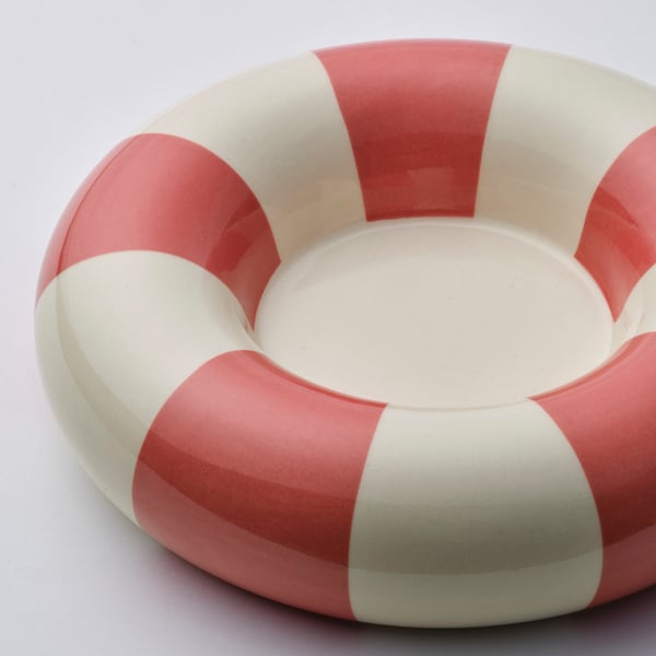 TRÄDSTAM Bougeoir bougie bloc, rose foncé/blanc, 4 cm